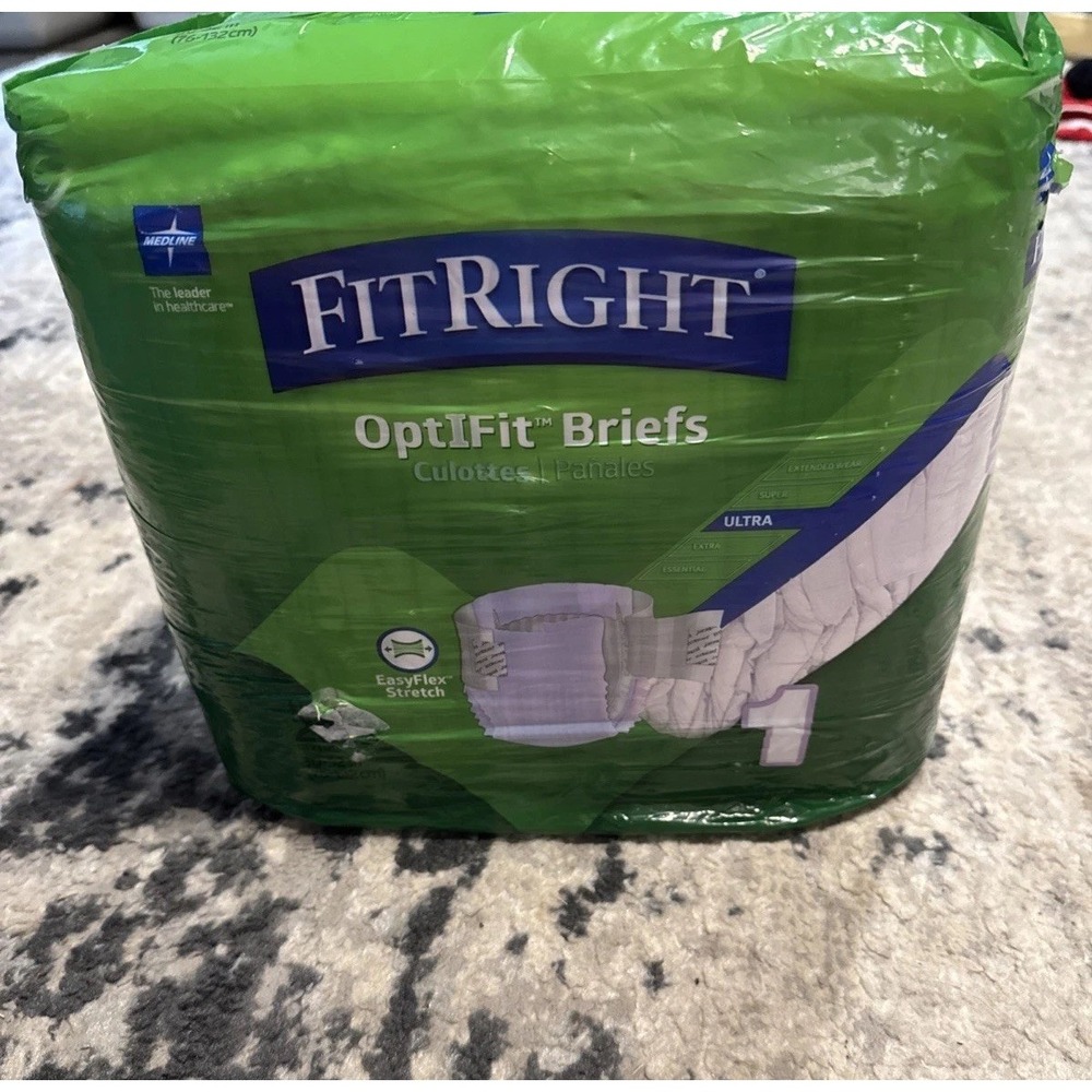 Medline 20 Count FitRight OptiFit Ultra Adult Briefs Incontinence Sz 1 31" - 52"